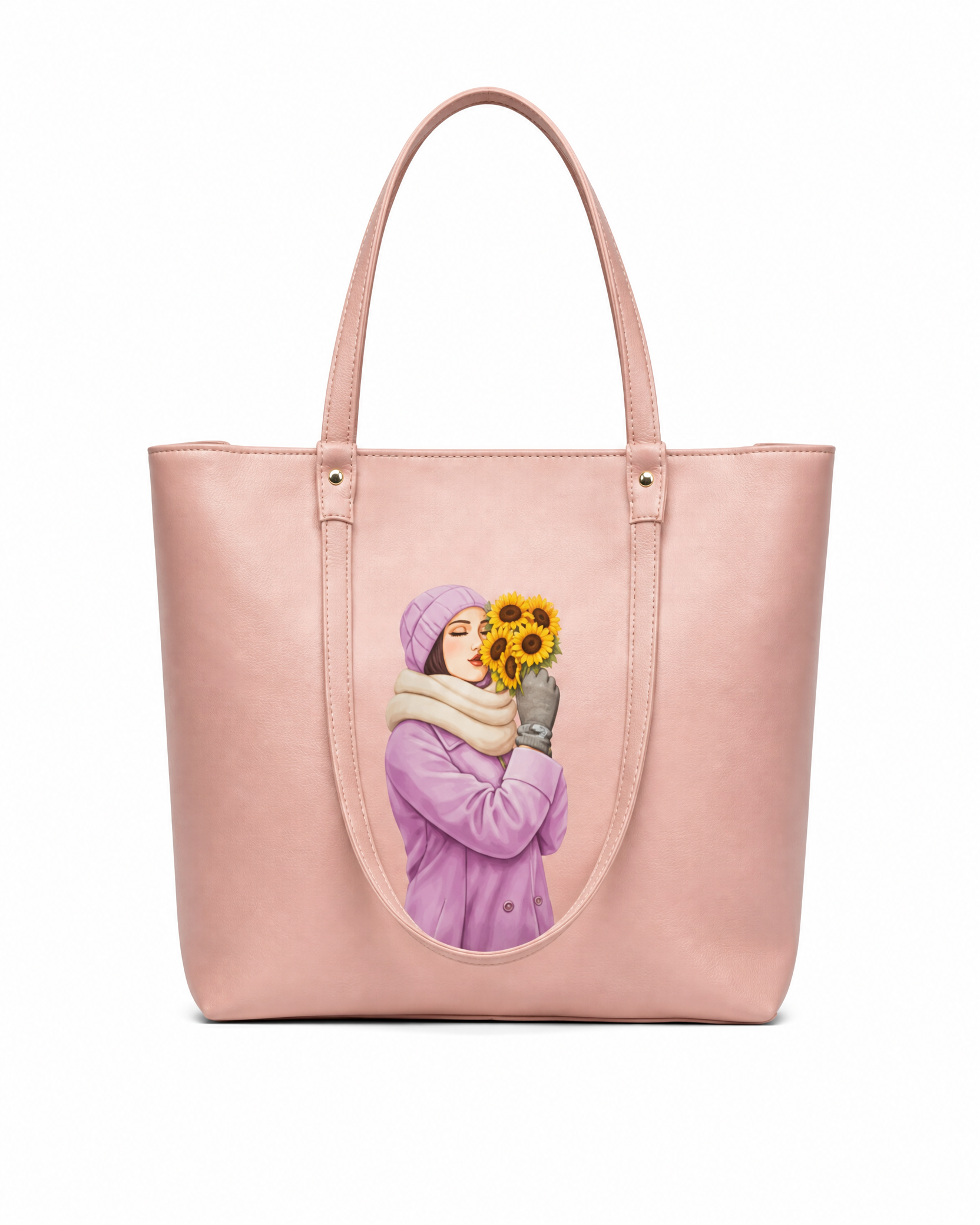 Women’s Pink Sunflower Illustrated Tote Bag