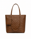 Women’s Brown Quilted Heart Tote Bag