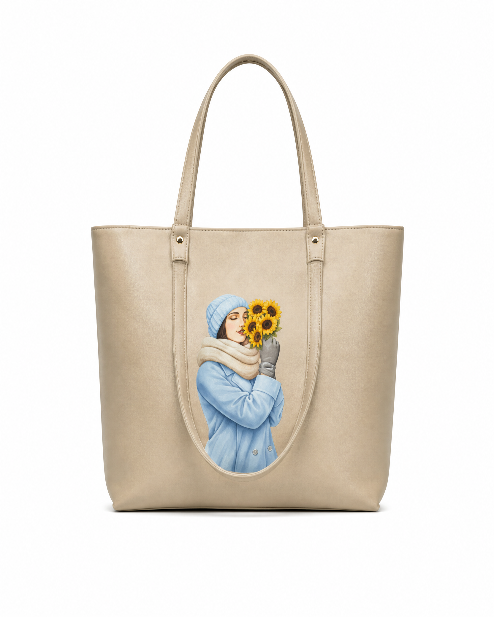 Women’s Cream Sunflower Illustrated Tote Bag