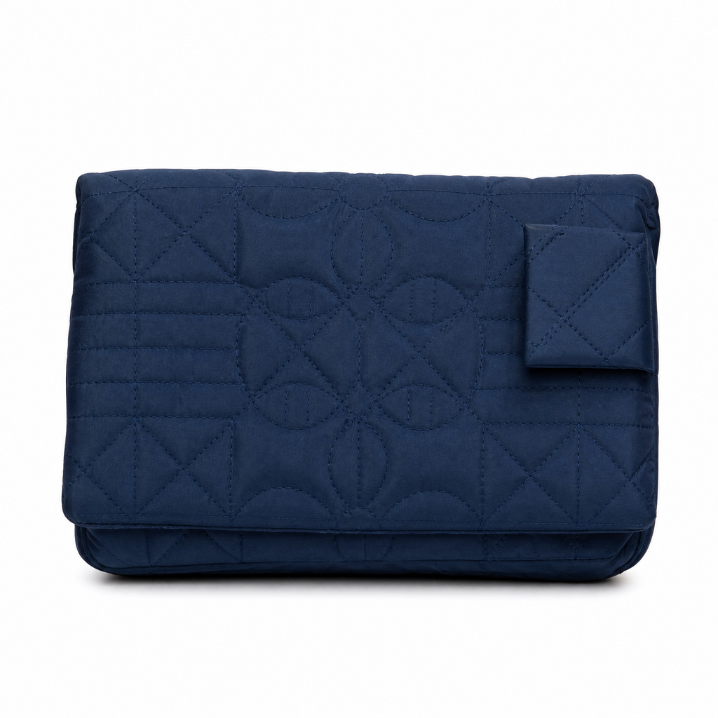 Navy quilted clutch from the Quilted Bags and Clutches Collection.