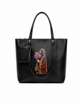 Women’s Black Floral Illustrated Tote Bag