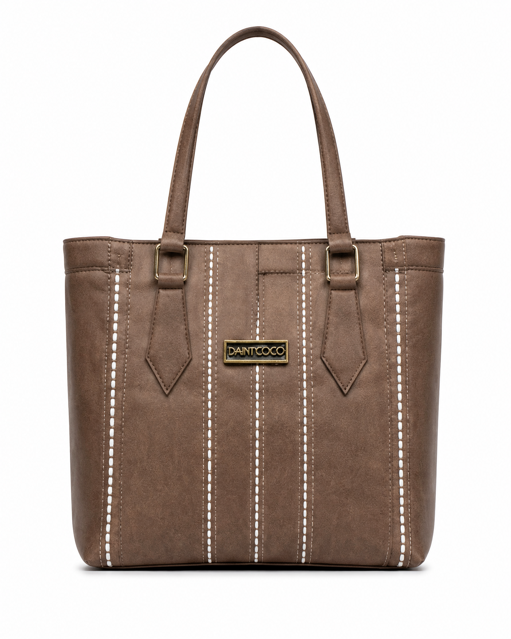 Women’s Taupe Vertical Panel Tote Bag