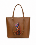 Women’s Brown Floral Illustrated Tote Bag